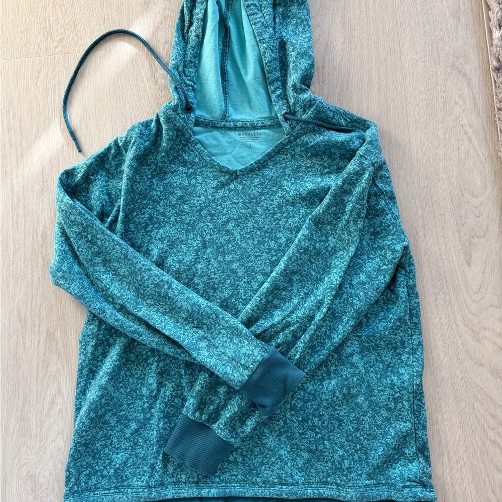Athleta Teal Patterned Hoodie